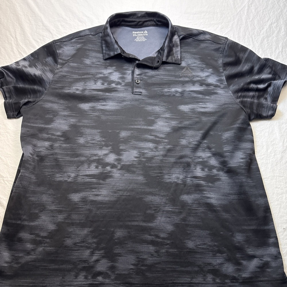 Reebok Polo Shirt Mens 2XL HEATHERED BLACK Performance Golf Athletic Big Tall